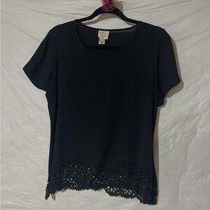 Neon Soul Black Short Sleeve Top with Cutout Hem